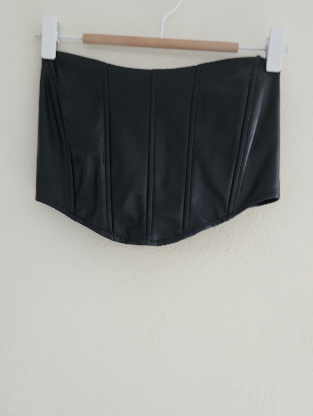 ANWND Black Faux Leather Corset Top